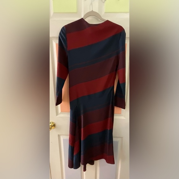 Tory Burch Asymmetrical Dress RN11395/CA57014 Navy /Wine Retail $550.00 NWT Sz 2 - Picture 13 of 16